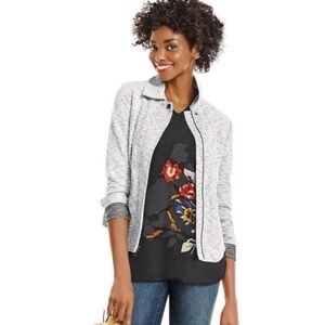 Cabi Neo Classic Casual Grey Zip Up Minimalistic Basic Moto Jacket Size Medium